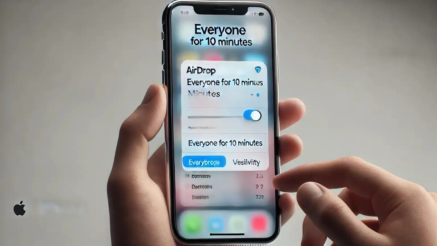 AirDrop visibility set to “Everyone for 10 Minutes”.