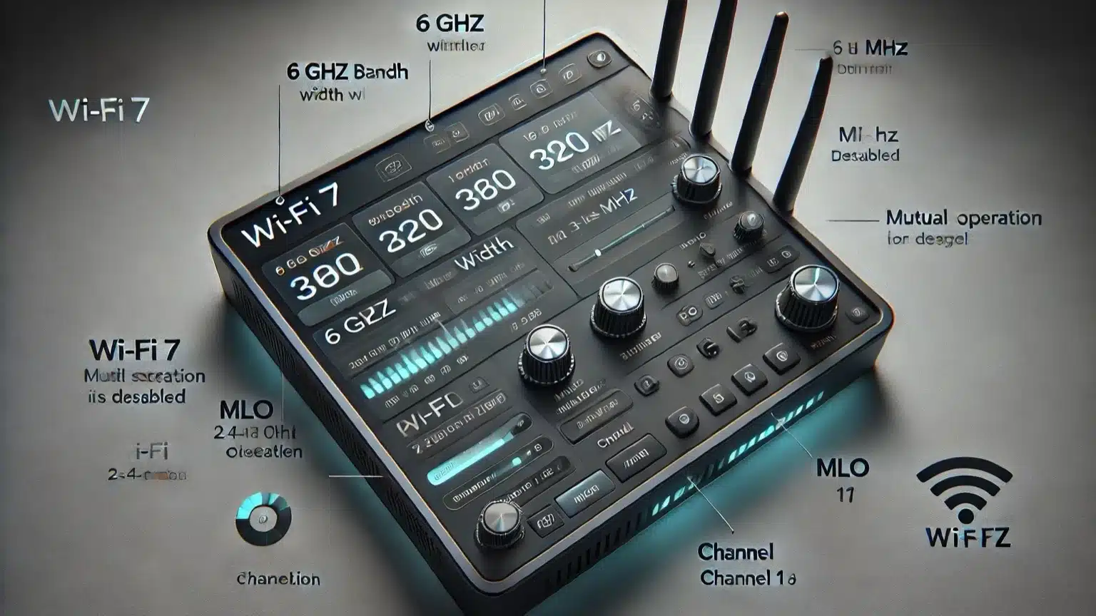 Router settings showing Wi-Fi 7 channel width set to 160 MHz and MLO disabled.