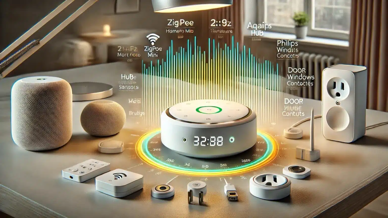 Zigbee and Thread hub showing channel overlap with 2.4 GHz Wi-Fi.