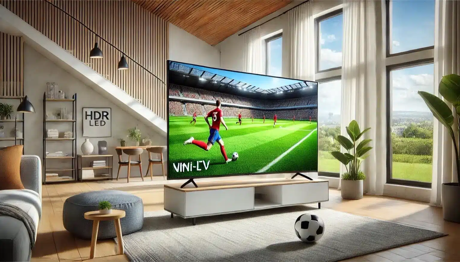 Mini-LED TV calibrated for bright sports viewing in a daylight living room