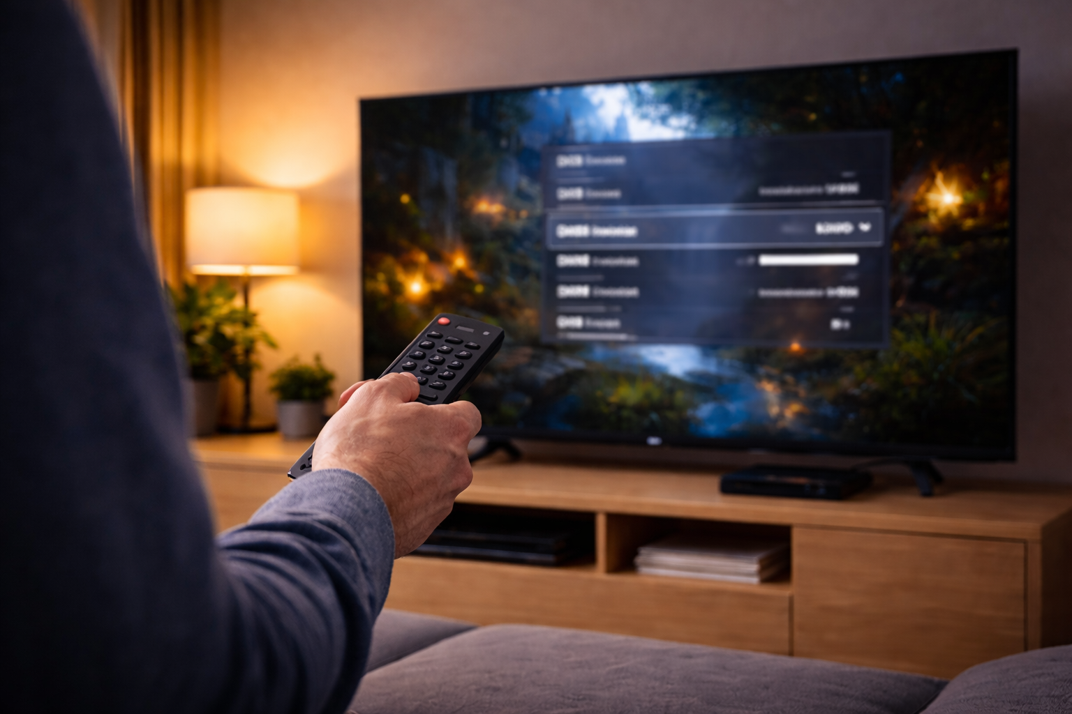 User adjusting HDR picture settings on an OLED TV to reduce flickering.