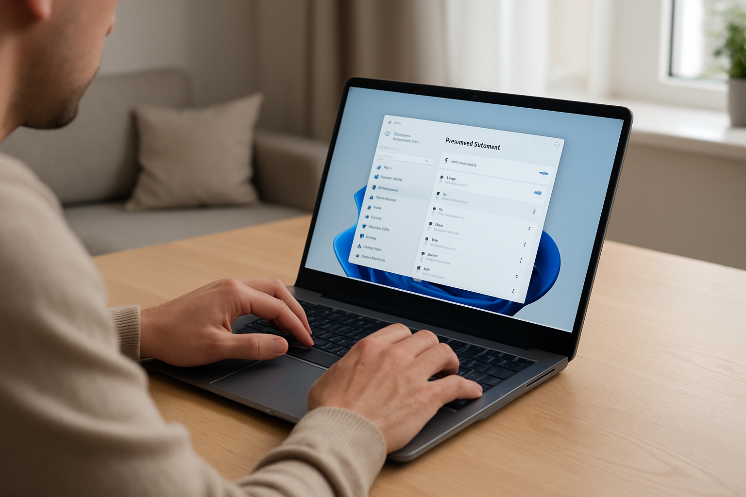 User checking Wi-Fi settings on a laptop to troubleshoot missing 6 GHz network