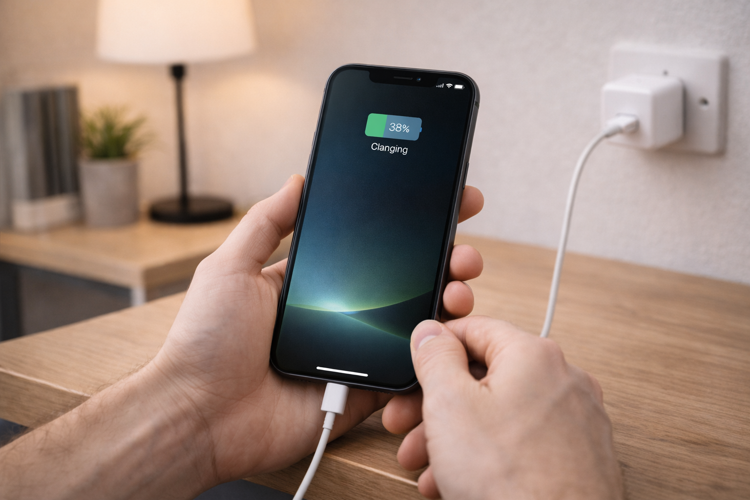 User checking iPhone charging speed and settings after an iOS update.