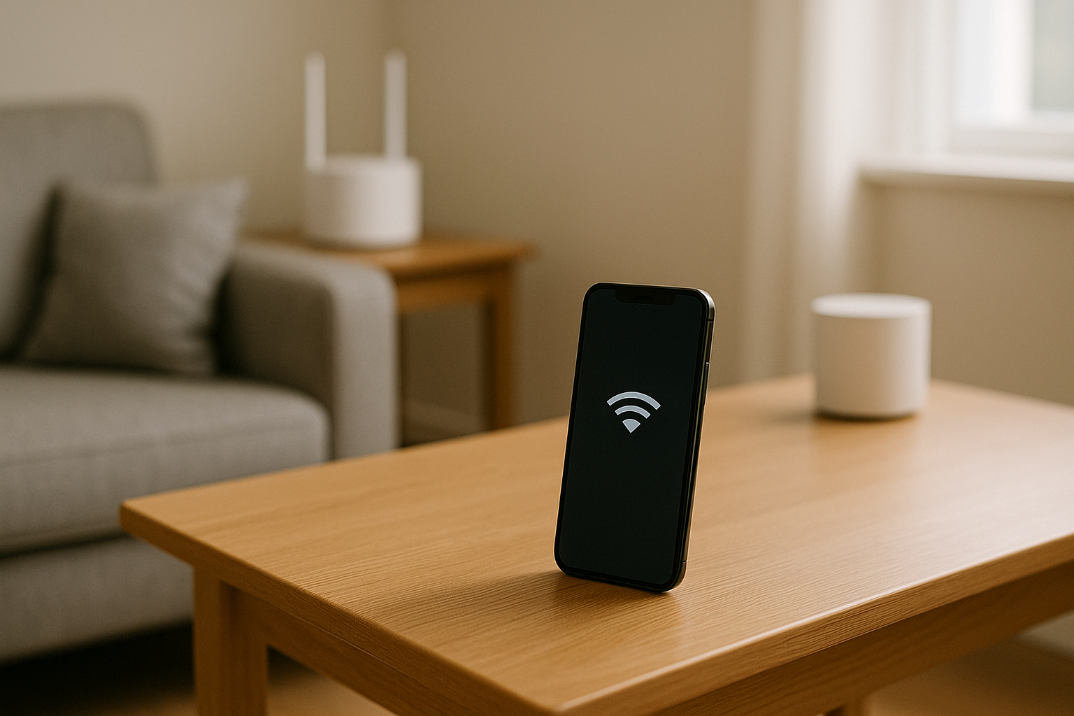 Close-up of iPhone Wi-Fi settings showing disconnected network