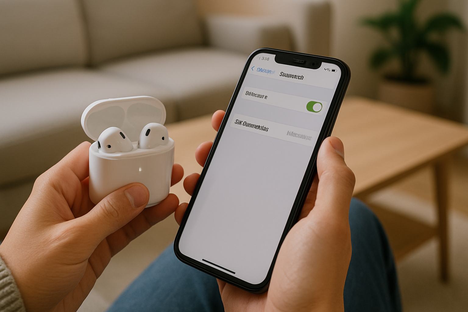 User troubleshooting AirPods automatic connection on an iPhone