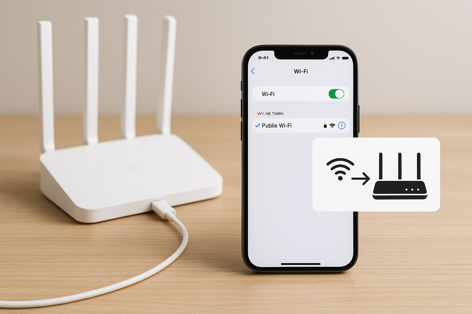 Public Wi-Fi setup layout illustrating the steps to load the login page