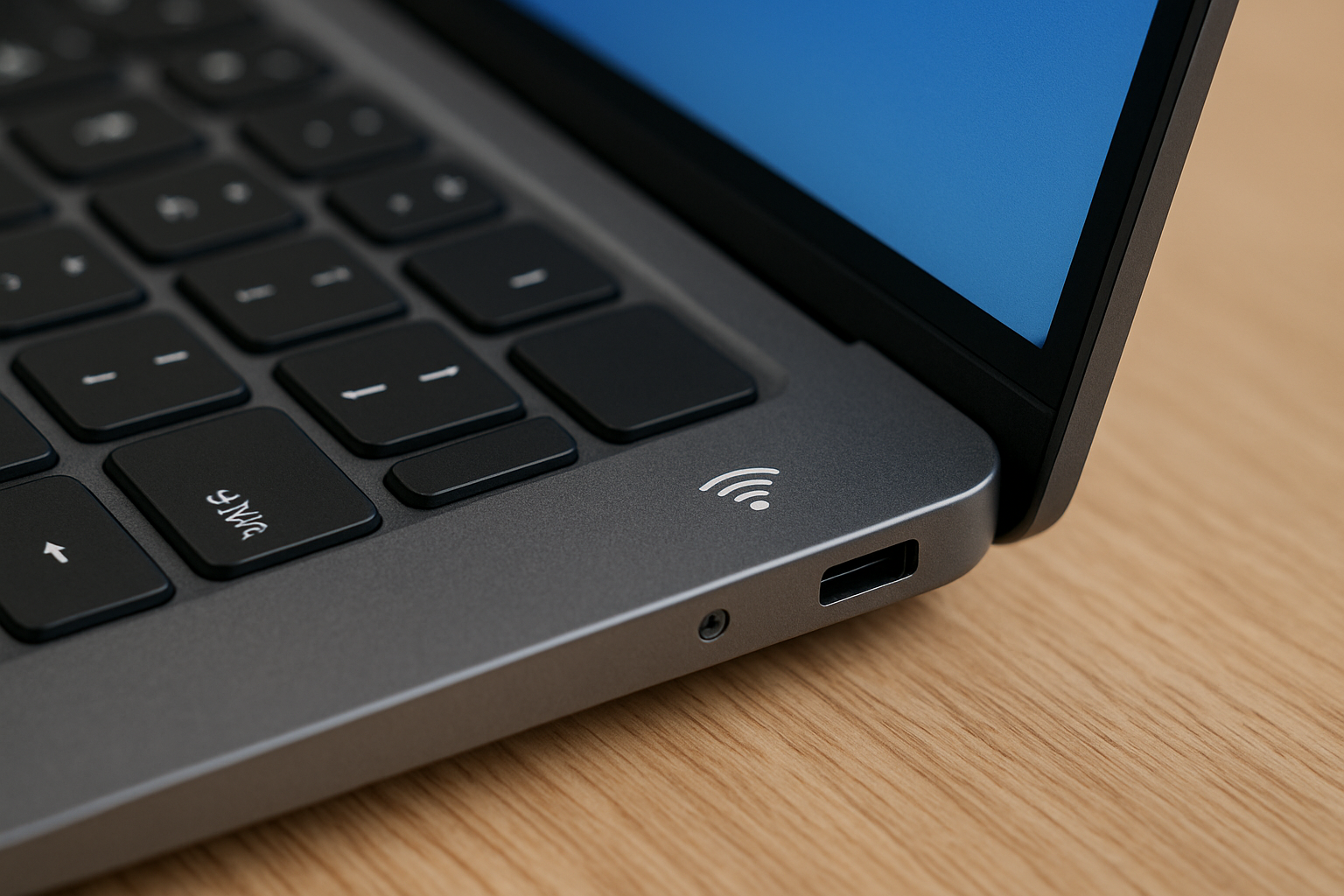 User checking Wi-Fi settings on a laptop to troubleshoot missing 6 GHz network