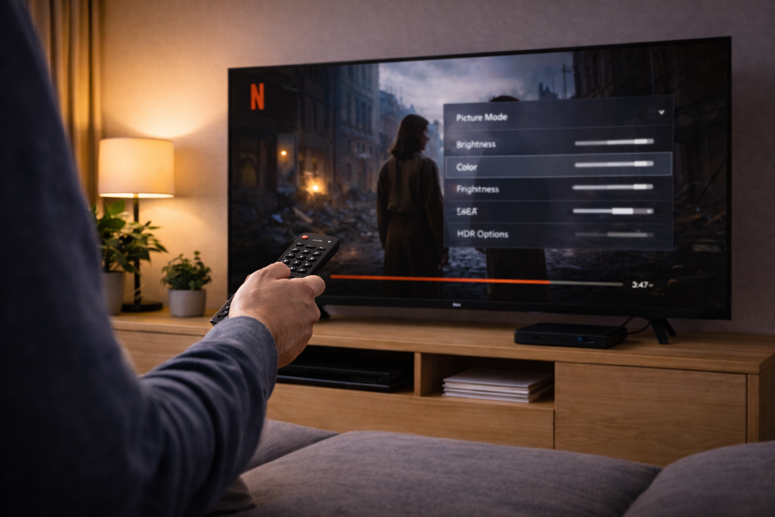 User checking Netflix playback and picture settings to enable Dolby Vision.