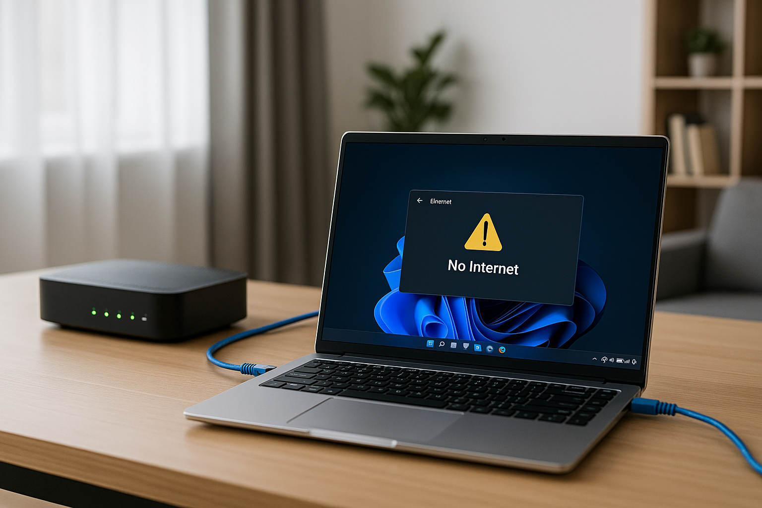 User troubleshooting Ethernet connected but no internet issue on Windows 11