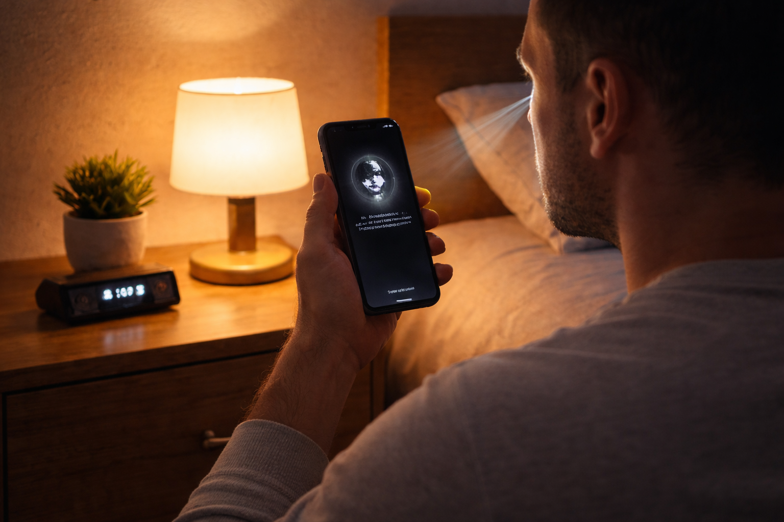Physical layout showing how adding a nearby light source improves Face ID scanning accuracy in low light conditions.